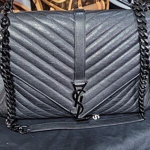 Yves Saint Laurent Black Chevron Chain Shoulder Bag in beautiful condition